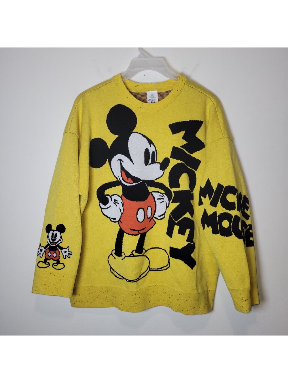 Disney Parks Mickey Mouse Adult Yellow Knitted Sweater Pullover 1X